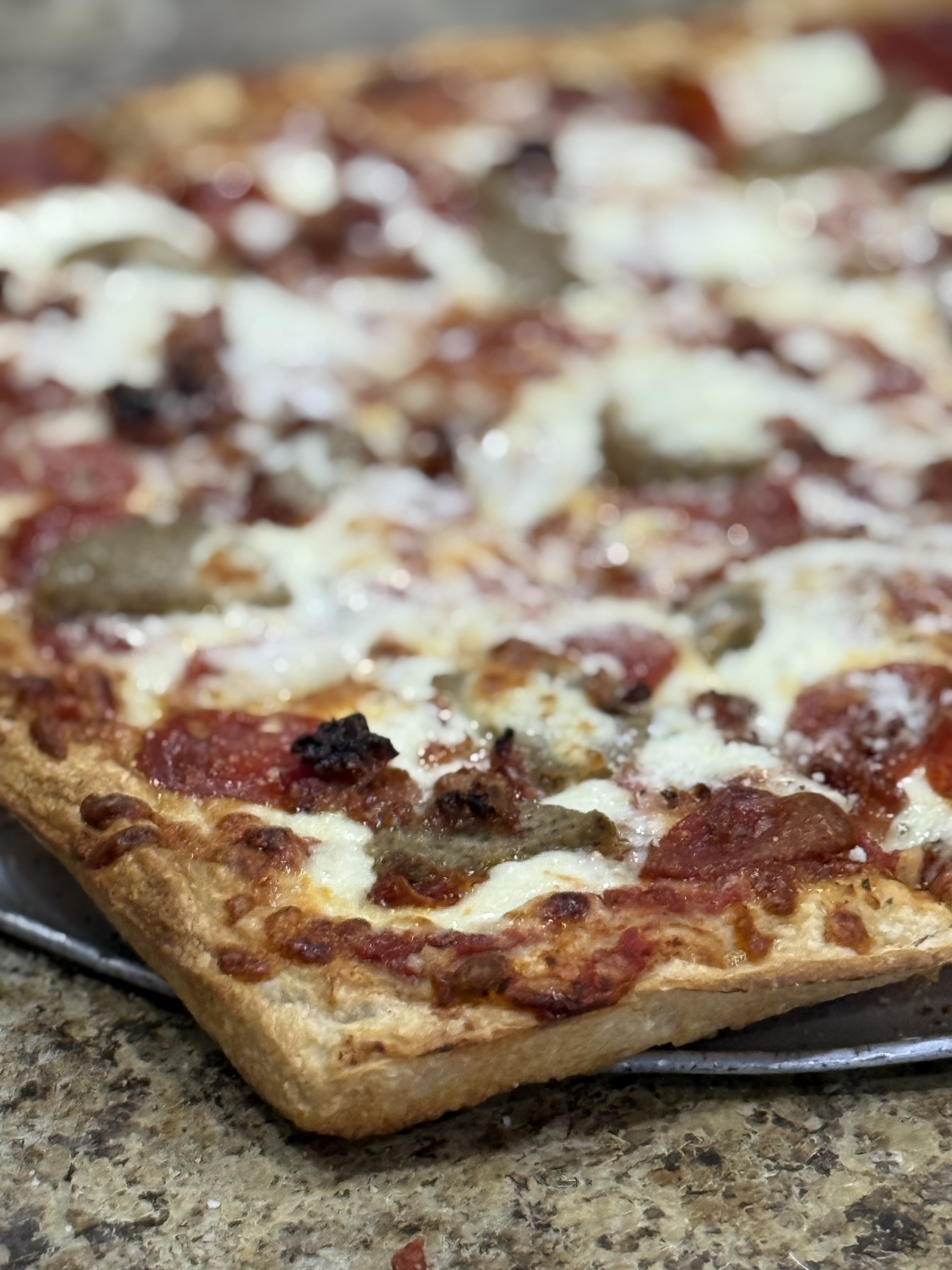 Hot pizza ready for pickup
